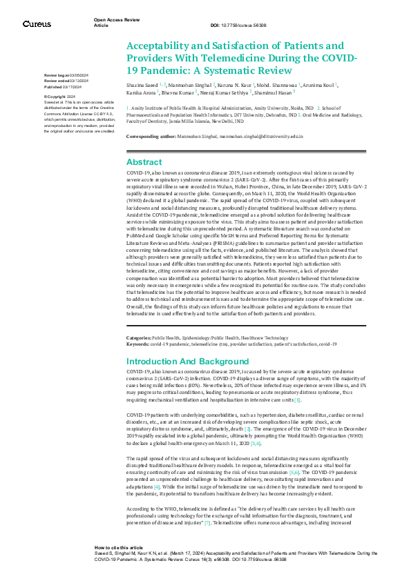 (PDF) Acceptability and Satisfaction of Patients and Providers With ...
