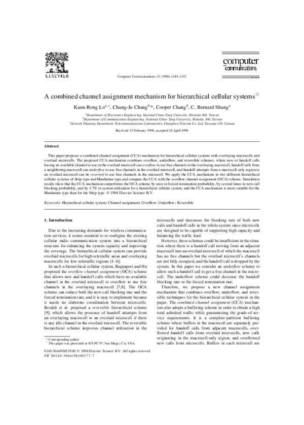 (PDF) A combined channel assignment mechanism for hierarchical cellular ...