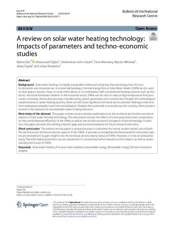 (PDF) A review on solar water heating technology: Impacts of parameters ...