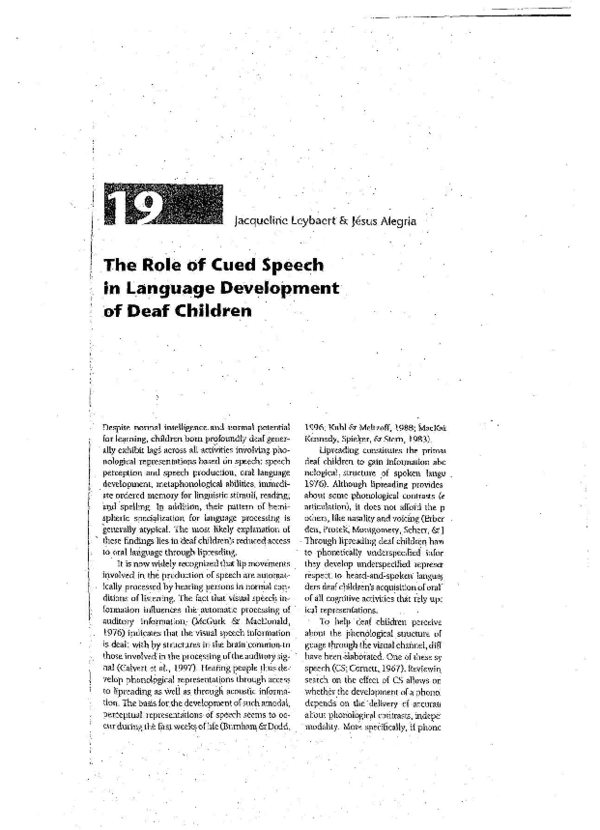 (PDF) The Role of Cued Speech in Language Development of Deaf Children