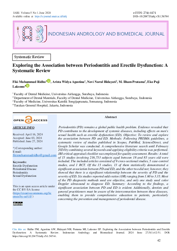 (PDF) Exploring the Association between Periodontitis and Erectile ...