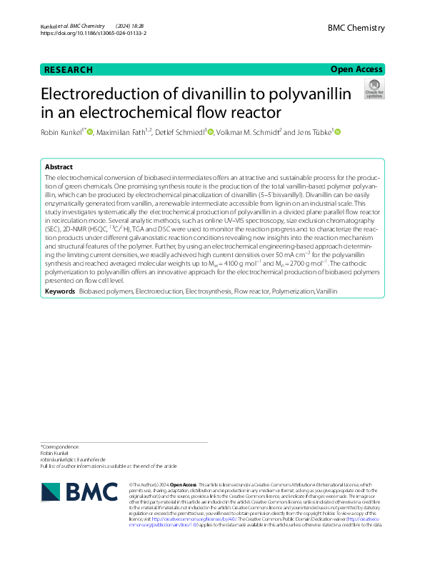 (PDF) Electroreduction of divanillin to polyvanillin in an ...