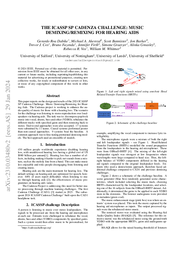(PDF) The Cadenza ICASSP 2024 Grand Challenge