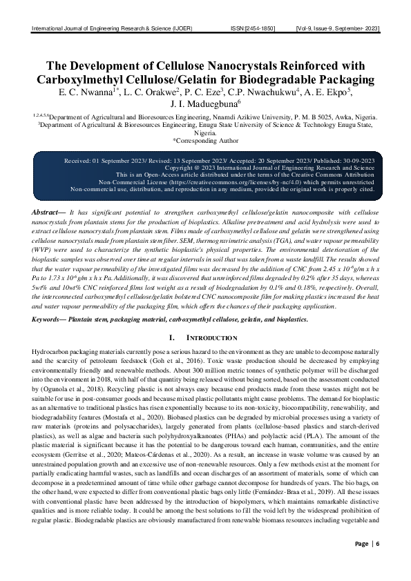 (PDF) The Development of Cellulose Nanocrystals Reinforced with ...