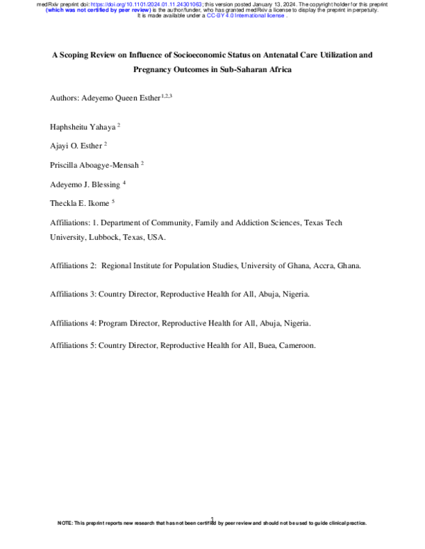 (PDF) A Scoping Review on Influence of Socioeconomic Status on ...