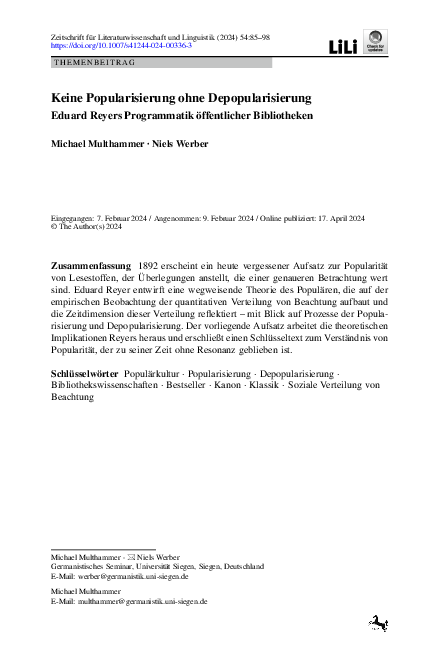 (PDF) No Popularization without Depopularization