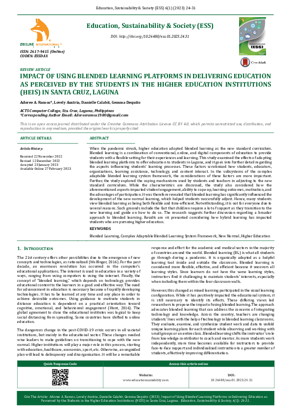 (PDF) Impact of Using Blended Learning Platforms in Delivering ...