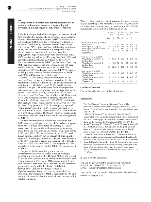 (PDF) Management of macular hole retinal detachment and macular ...