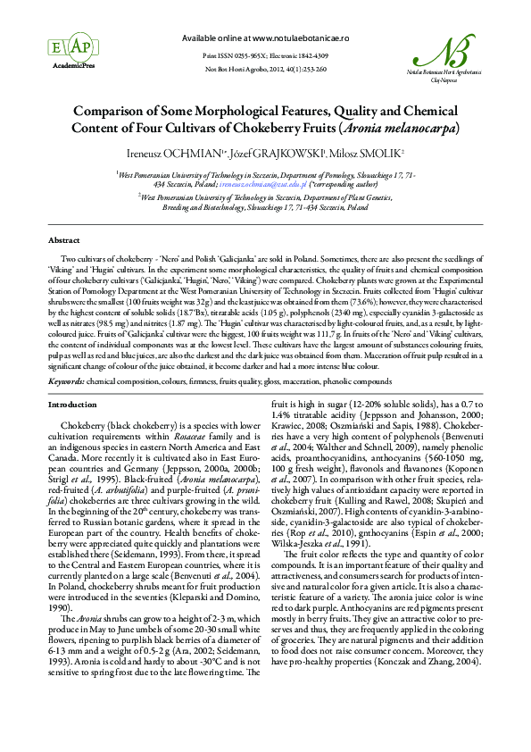 (PDF) Comparison of Some Morphological Features, Quality and Chemical ...