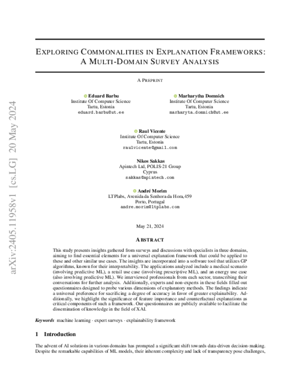 (PDF) Exploring Commonalities in Explanation Frameworks: A Multi-Domain ...