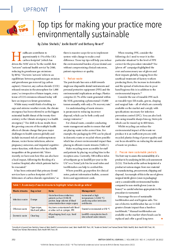 Top tips for making your practice more environmentally sustainable