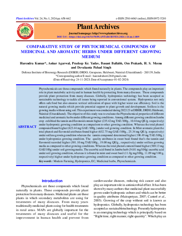(PDF) Comparative Study of Phytochemical Compounds of Medicinal and ...
