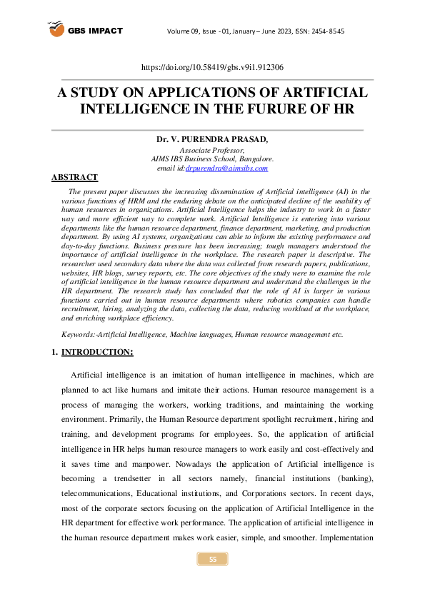 (PDF) A Study on Applications of Artificial Intelligence in the Future ...