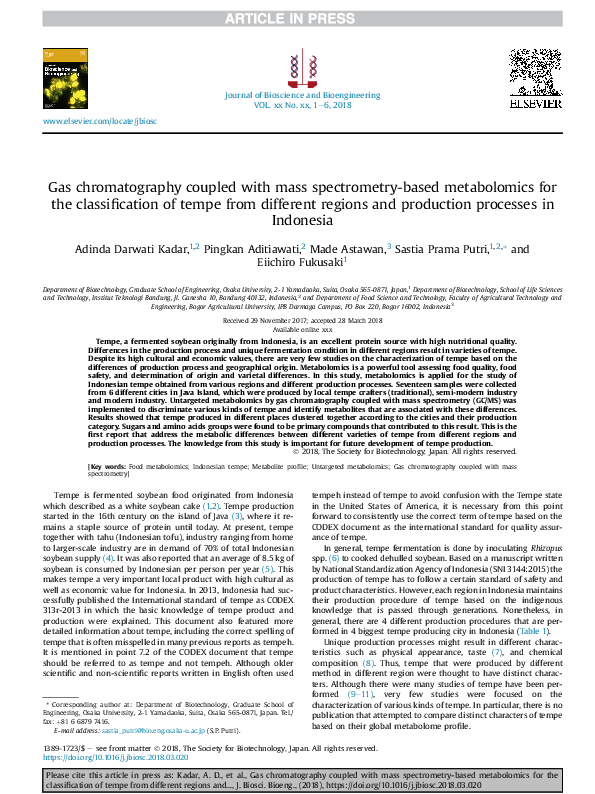 (PDF) Gas chromatography coupled with mass spectrometry-based ...