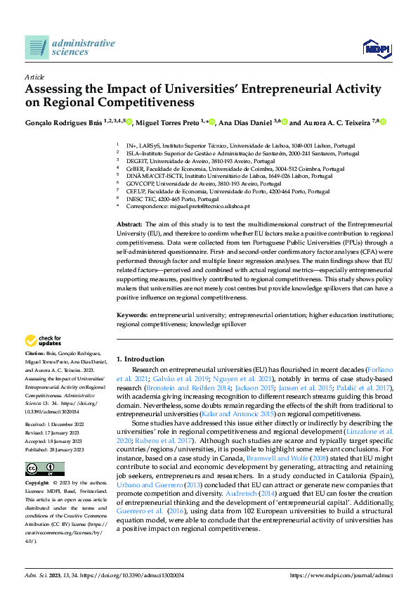 (PDF) Assessing the Impact of Universities’ Entrepreneurial Activity on ...
