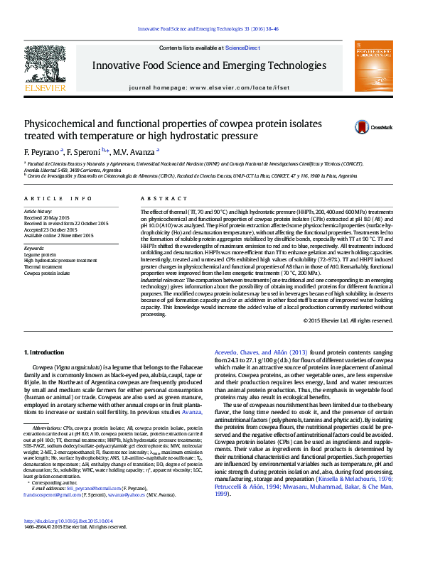 (PDF) Physicochemical and functional properties of cowpea protein ...