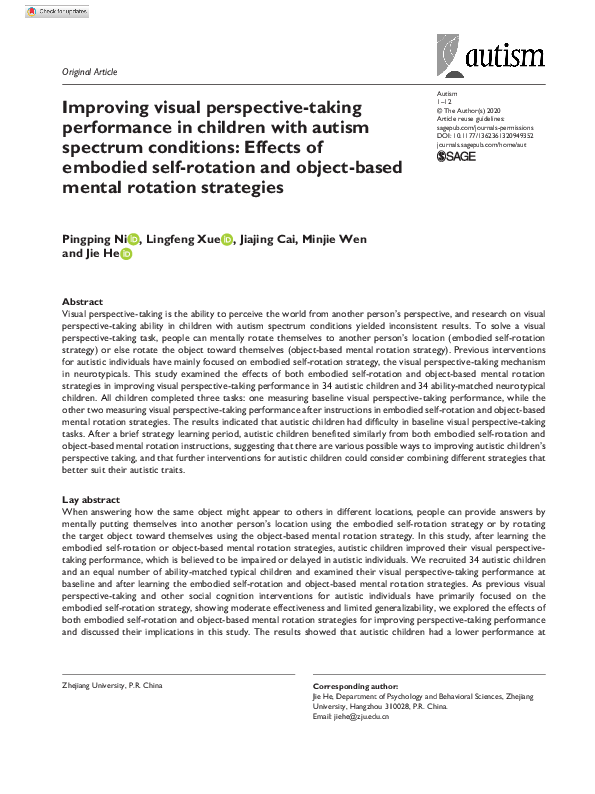 (PDF) Improving visual perspective-taking performance in children with ...