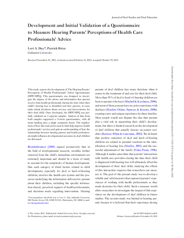 (PDF) Development and Initial Validation of a Questionnaire to Measure ...