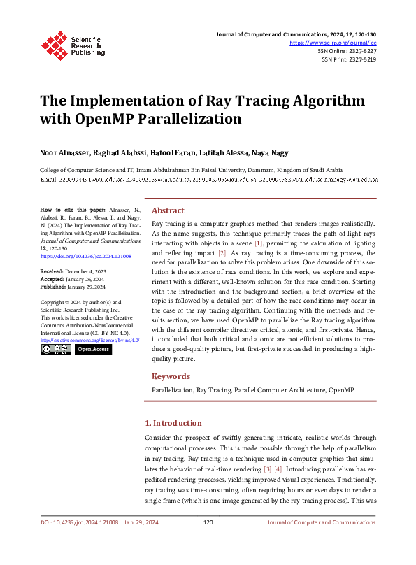 (PDF) The Implementation of Ray Tracing Algorithm with OpenMP ...