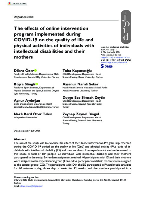(PDF) The effects of online intervention program implemented during ...