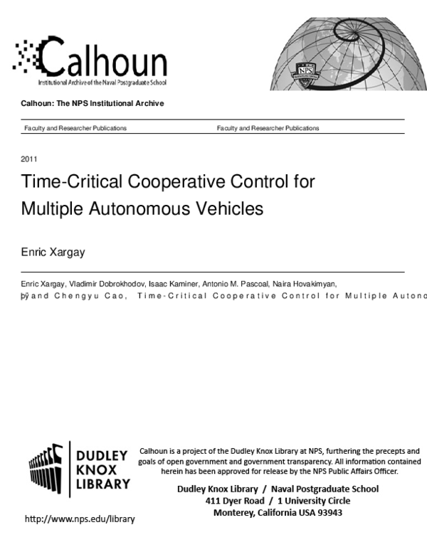 (PDF) Time-Critical Cooperative Control for Multiple Autonomous Vehicles