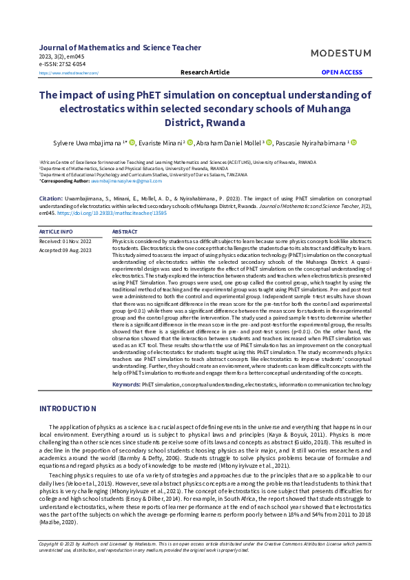 (PDF) The impact of using PhET simulation on conceptual understanding ...