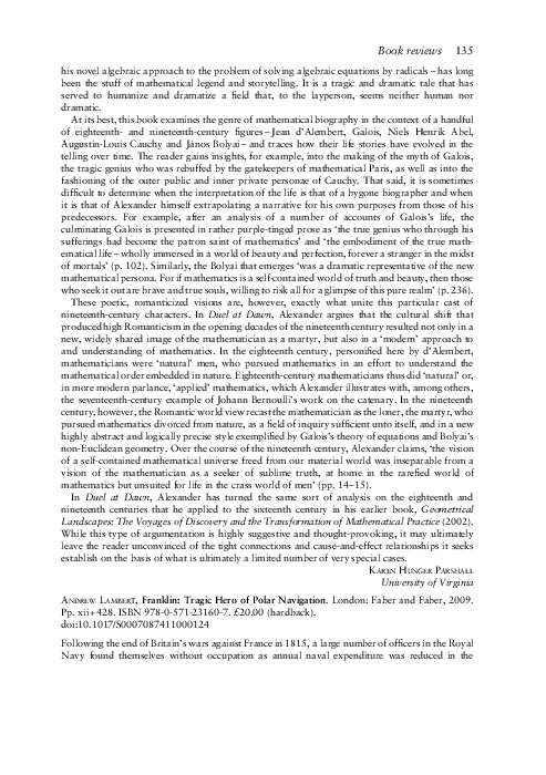 (PDF) Andrew Lambert, Franklin: Tragic Hero of Polar Navigation. London ...