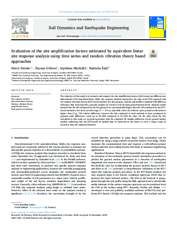 (PDF) Evaluation of the site amplification factors estimated by ...