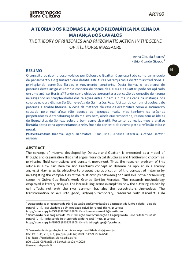 (PDF) A TEORIA DOS RIZOMAS E A AÇÃO RIZOMÁTICA NA CENA DA MATANÇA DOS ...