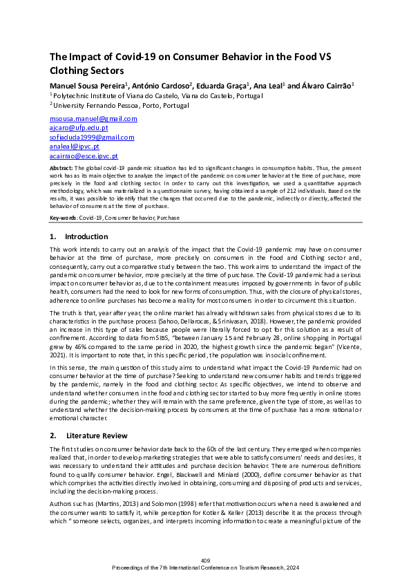 (PDF) The Impact of Covid-19 on Consumer Behavior in the Food VS ...