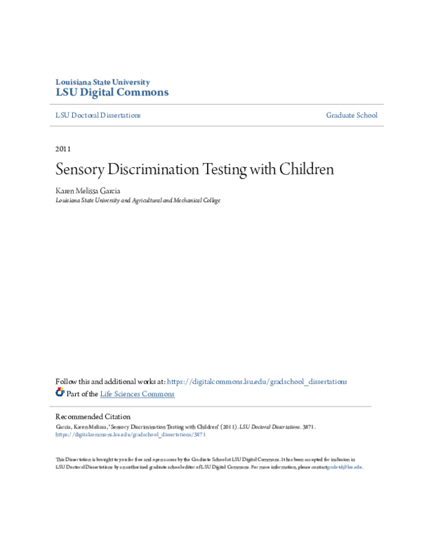 (PDF) Sensory Discrimination Testing with Children