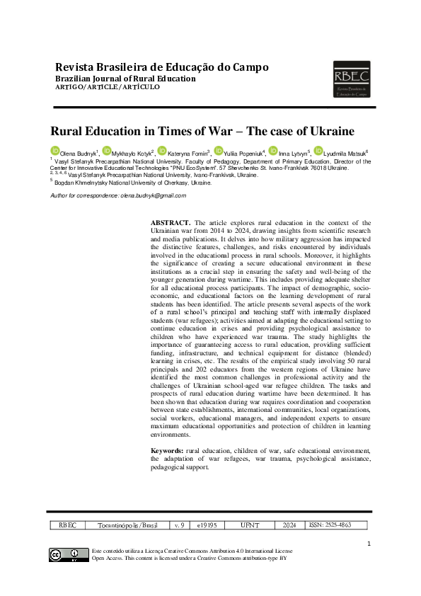(PDF) Rural Education in Times of War – The case of Ukraine