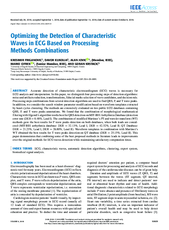 (PDF) Optimizing the Detection of Characteristic Waves in ECG Based on ...
