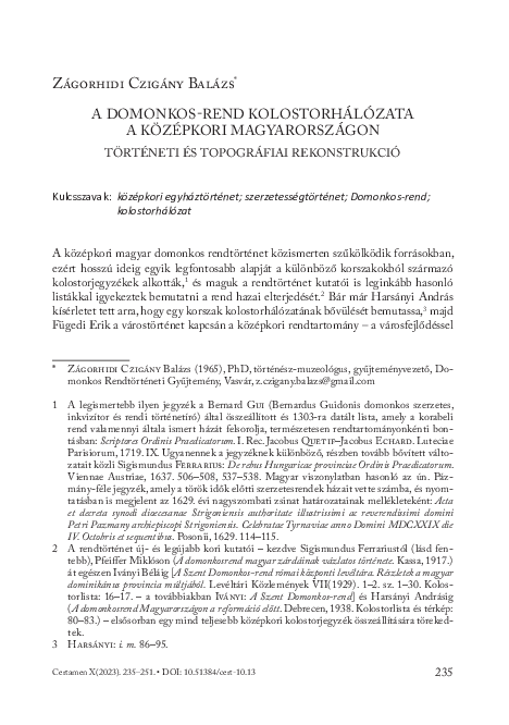 A Domonkos-rend kolostorhálózata a középkori Magyarországon : Történeti és topográfiai rekonstrukció