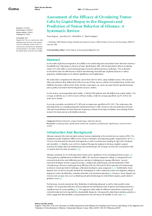 (PDF) Assessment of the Efficacy of Circulating Tumor Cells by Liquid ...