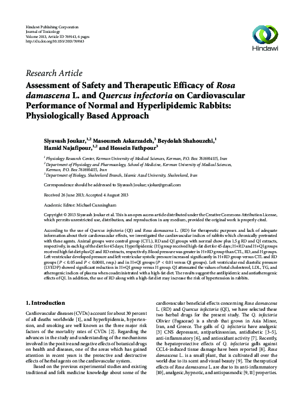 (PDF) Assessment of Safety and Therapeutic Efficacy of Rosa damascena L ...