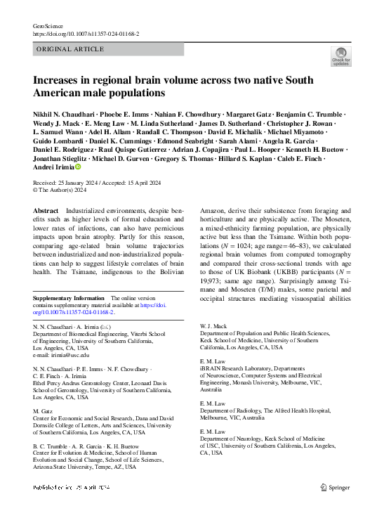 (PDF) Increases in regional brain volume across two native South ...