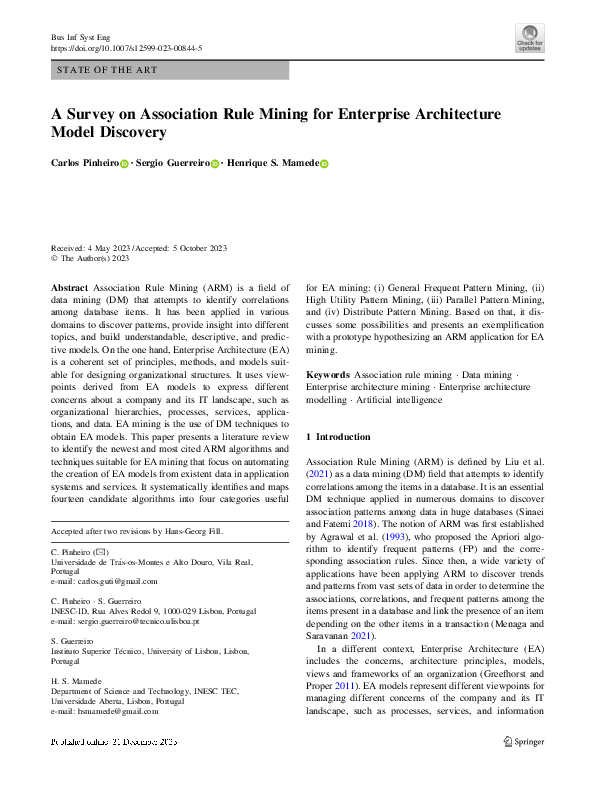 (PDF) A Survey on Association Rule Mining for Enterprise Architecture ...