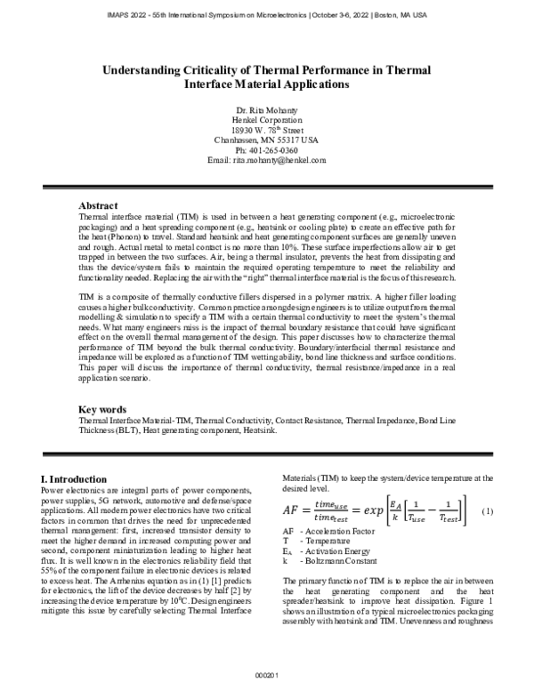 (PDF) Understanding Criticality of Thermal Performance in Thermal ...