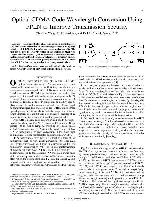 (PDF) Optical CDMA Code Wavelength Conversion Using PPLN to Improve ...
