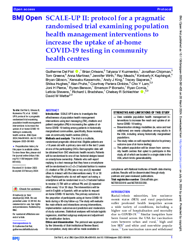 (PDF) SCALE-UP II: protocol for a pragmatic randomised trial examining ...