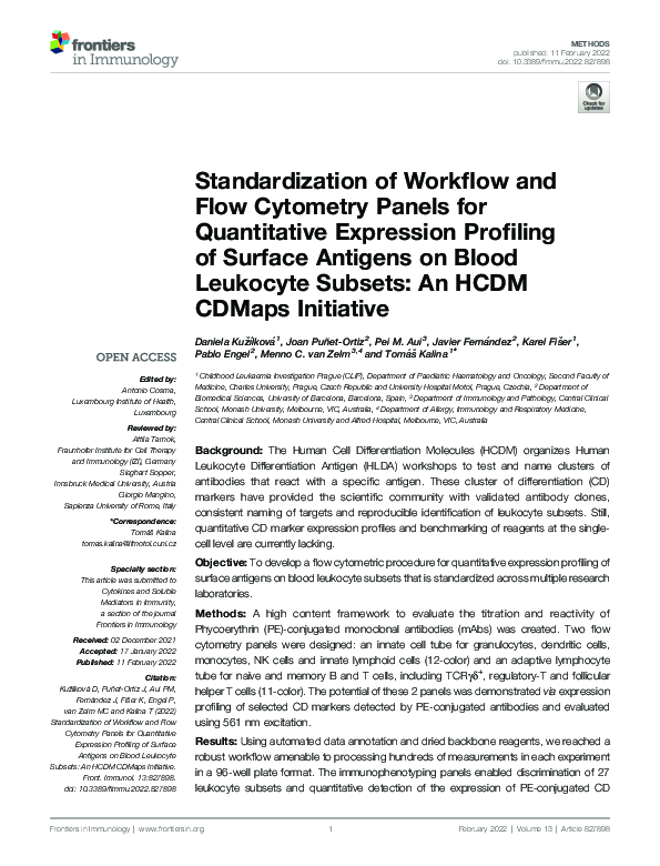 (PDF) Standardization of Workflow and Flow Cytometry Panels for ...