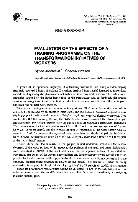 (PDF) Evaluation of the effects of a training programme on the ...