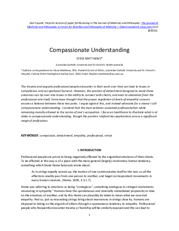 (PDF) Compassionate Understanding