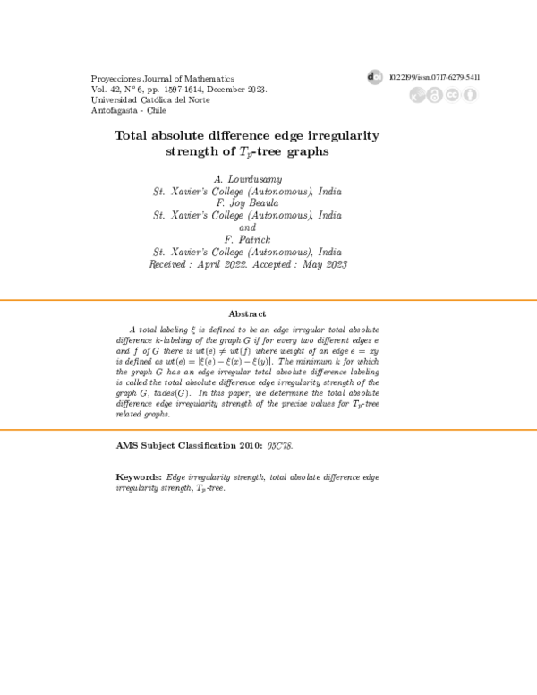 (PDF) Total absolute difference edge irregularity strength of Tp-tree ...