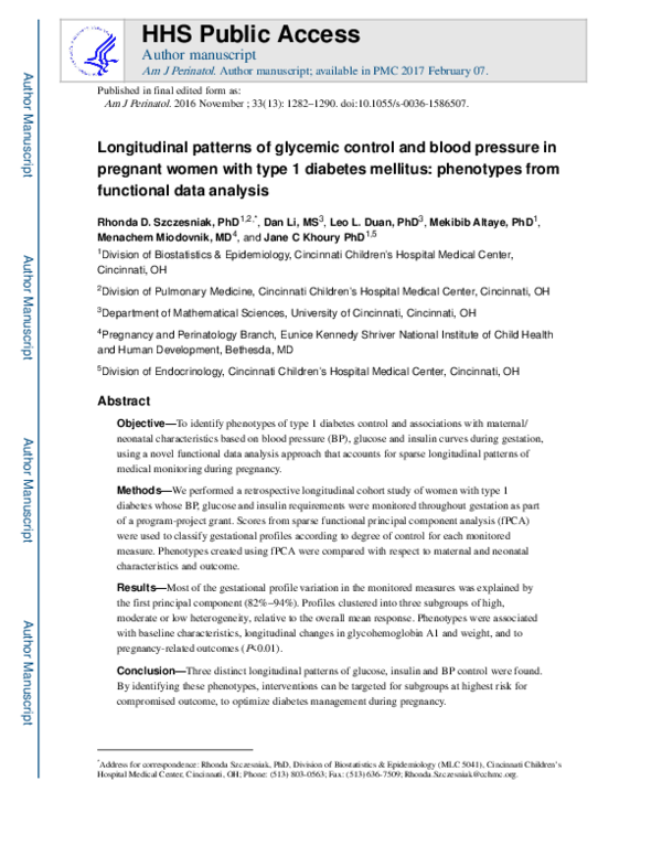 (PDF) Longitudinal Patterns of Glycemic Control and Blood Pressure in ...