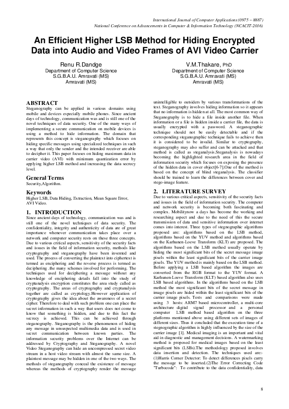 (PDF) An Efficient Higher LSB Method for Hiding Encrypted Data into ...