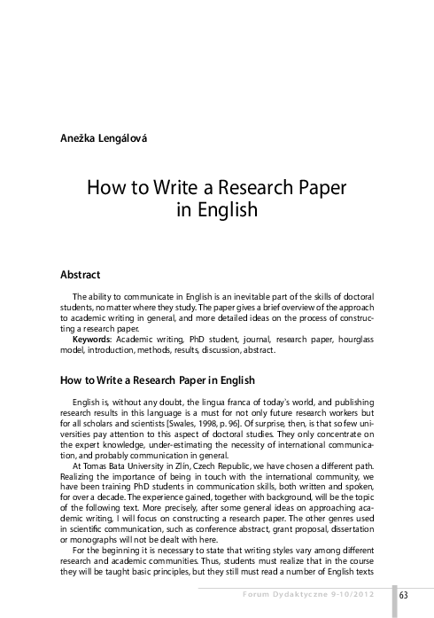 (PDF) How to Write a Research Paper in English