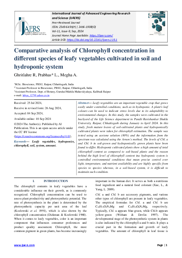 (PDF) Comparative analysis of Chlorophyll concentration in different ...