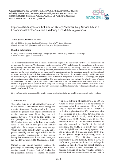 (PDF) Experimental Analysis of a Lithium-Ion Battery Pack after Long ...